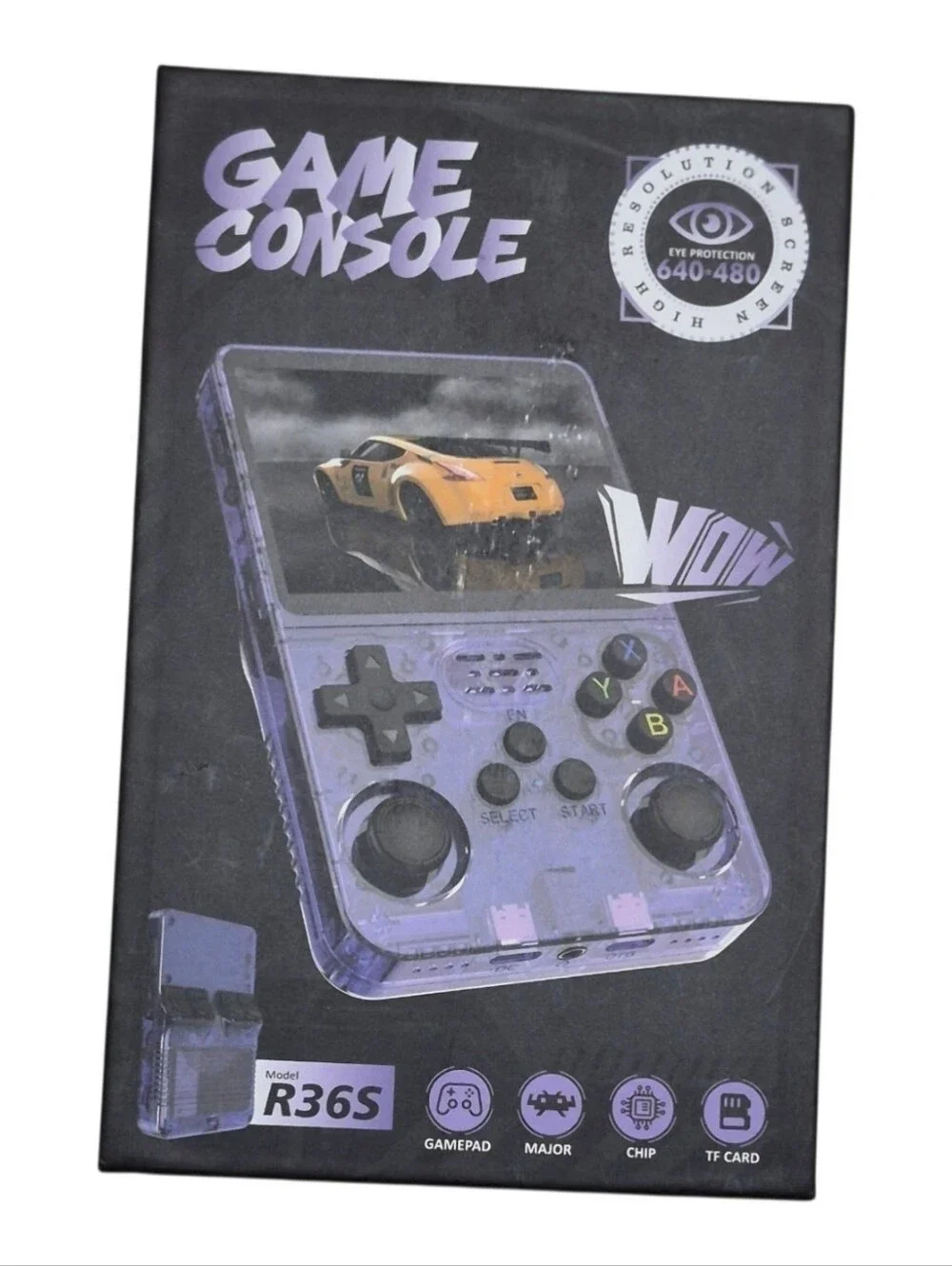 Transparent Purple Handheld Game Console R36S - Portable Gaming  Lots Of Games!